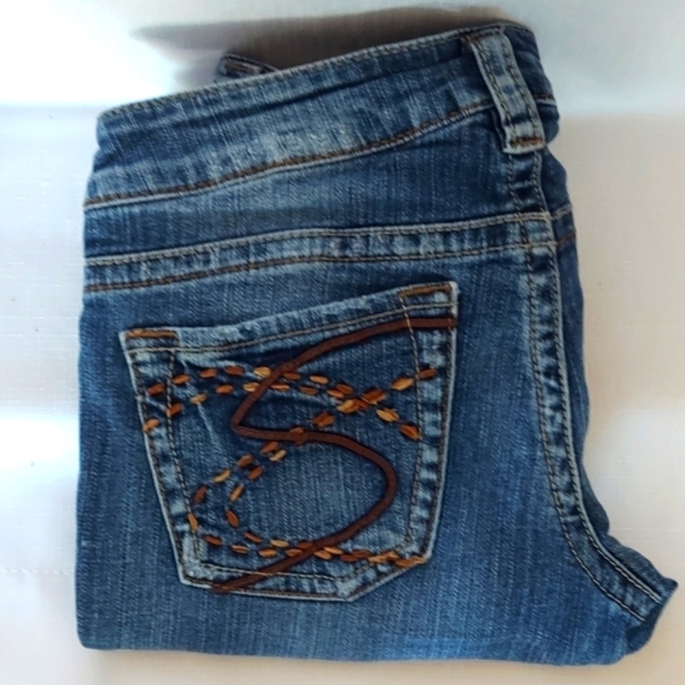 SILVER CAPRI DENIM JEANS - Picture 3 of 11